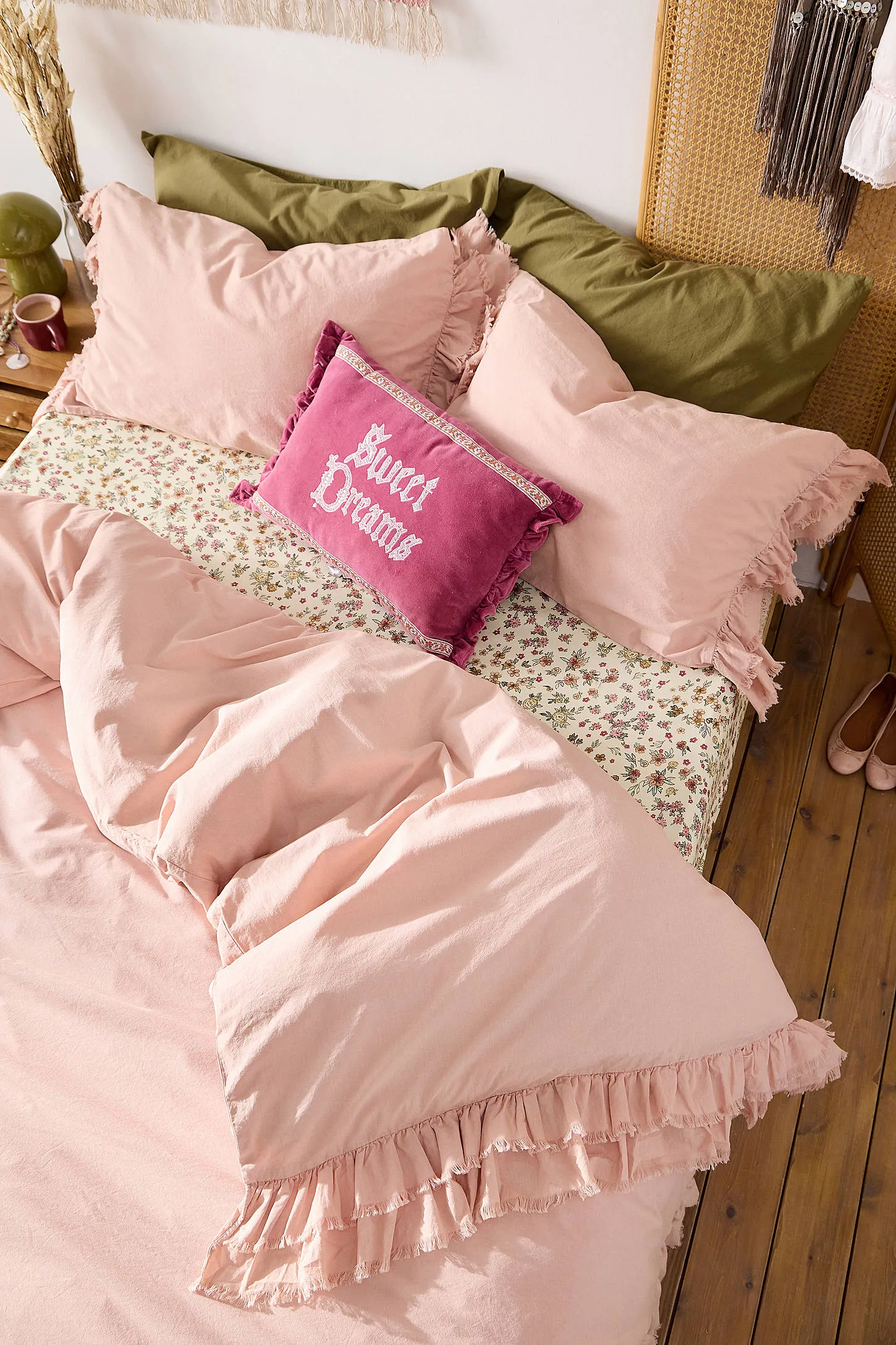Double Ruffle Duvet Set - Rose 4