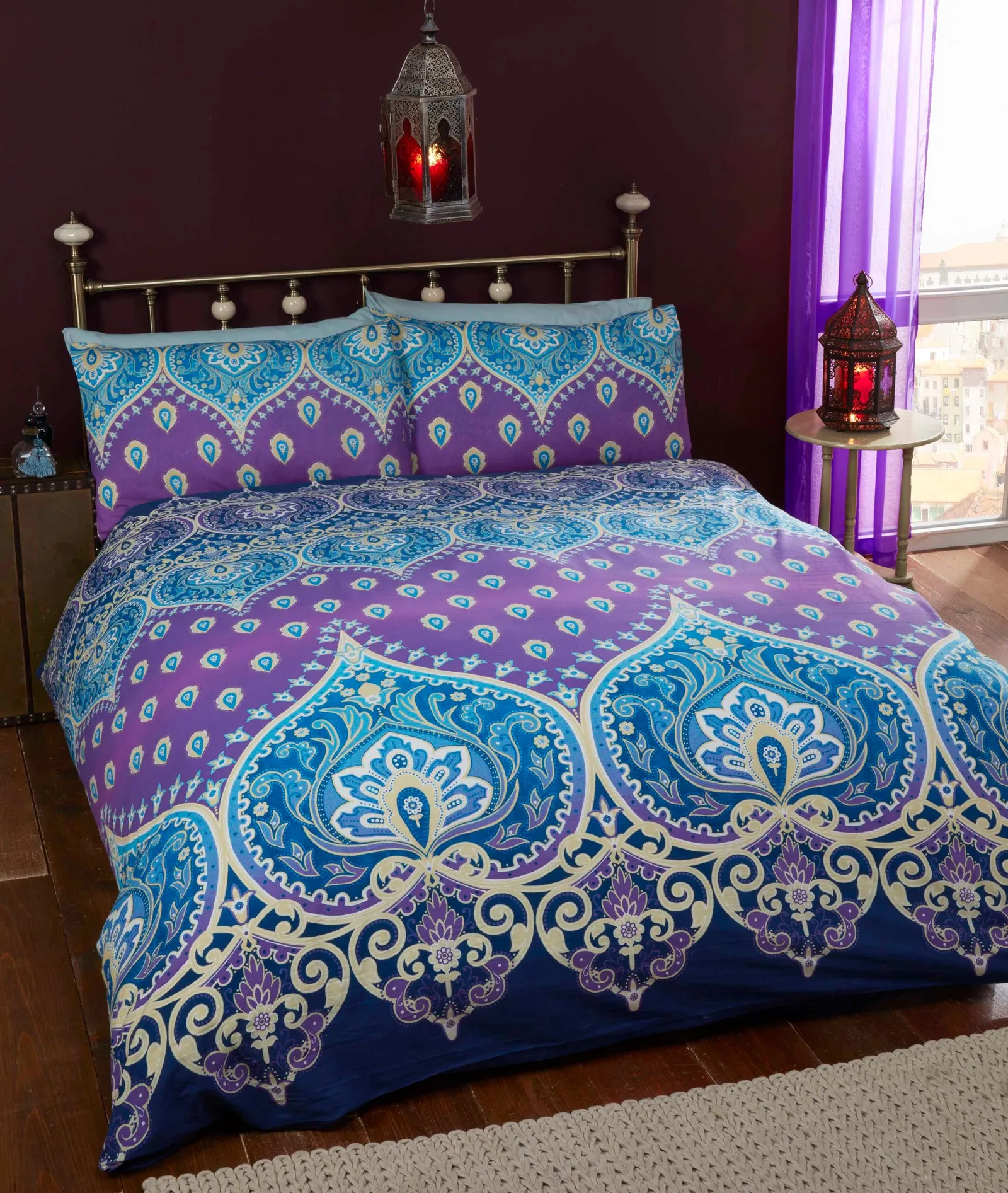 Rapport Home Asha Polycotton Duvet Cover Set With Pillowcase in Blue