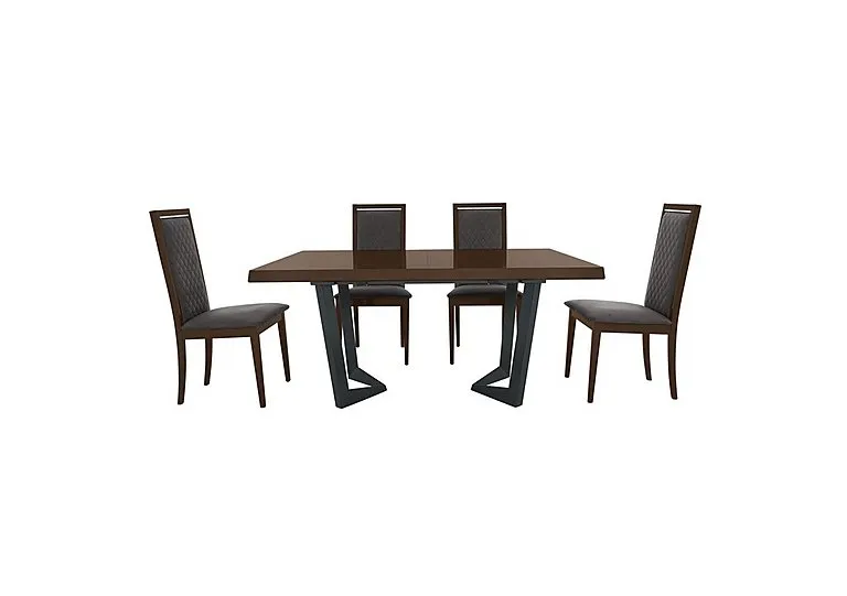 Palazzo 160cm Extending Dining Table in Dark Walnut with 4 Rombi Chairs - Aquos Dark Grey - In Time for Christmas