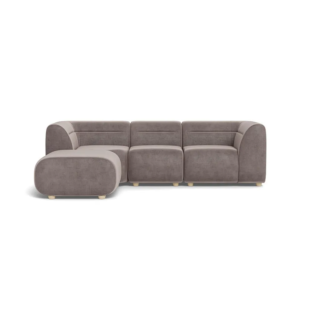 Heal's Lilli Left Hand Facing Corner Sofa Smart Luxe Velvet Mushroom Natural Beech Feet 1