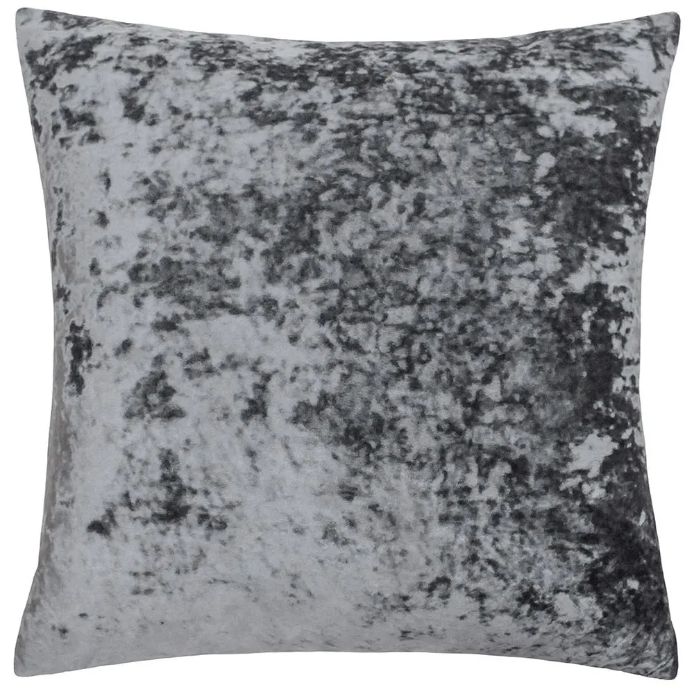 Paoletti Verona Crushed Velvet Sqaure Polyester Filled Cushion in Grey 1