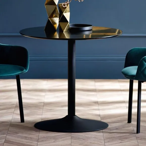 Nero 4 Seater Round Dining Table, 80cm