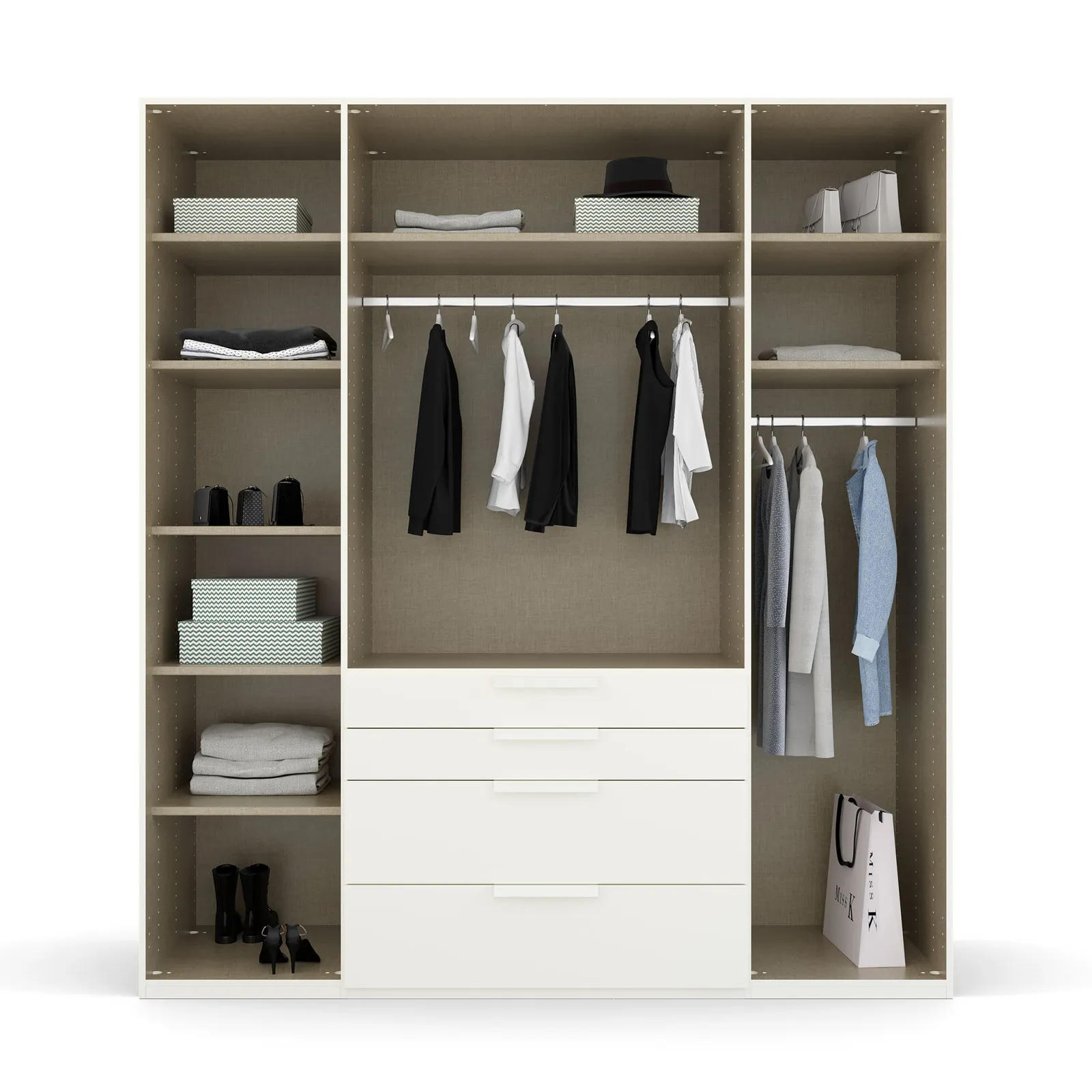 Frans 4 Door 4 Drawer Wardrobe 201Cm, Grey | Barker & Stonehouse 4