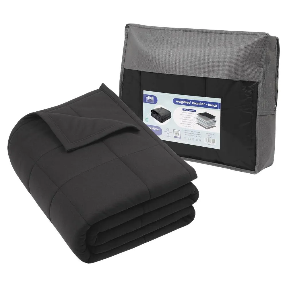 Harbour Housewares Weighted Blanket with Storage Bag - 125 x 180cm - 6kg in Black