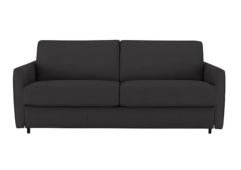 Alcova 3 Seater Leather Sofa Bed with Slim Arms - Botero Nero