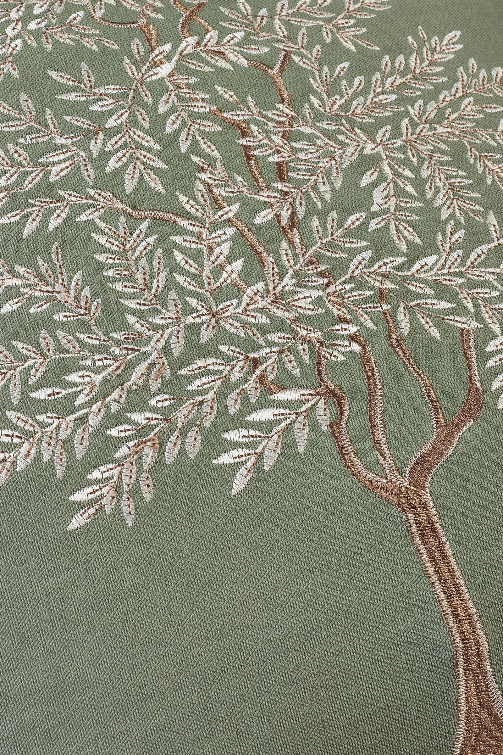 Catherine Lansfield Woodland Trees Embroidered 45cm x 45cm Cotton Blend Cushion in Green 2