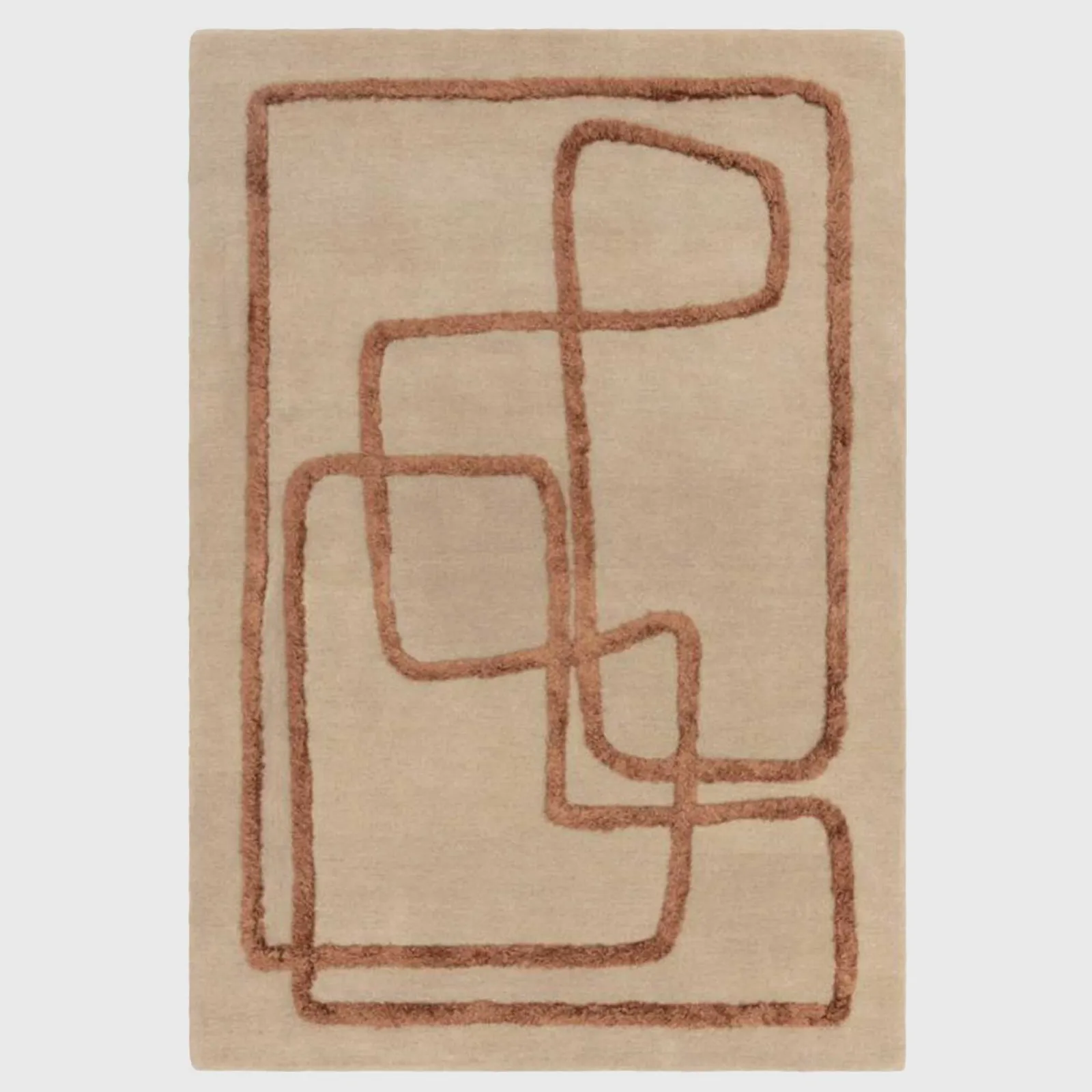 Eclipse 120X170Cm Rug Copper, Square, Neutral Wool Blend | Barker & Stonehouse