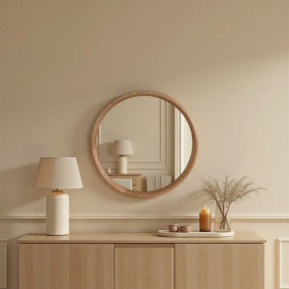 Yearn Solid Oak Round Wall Mirror 3