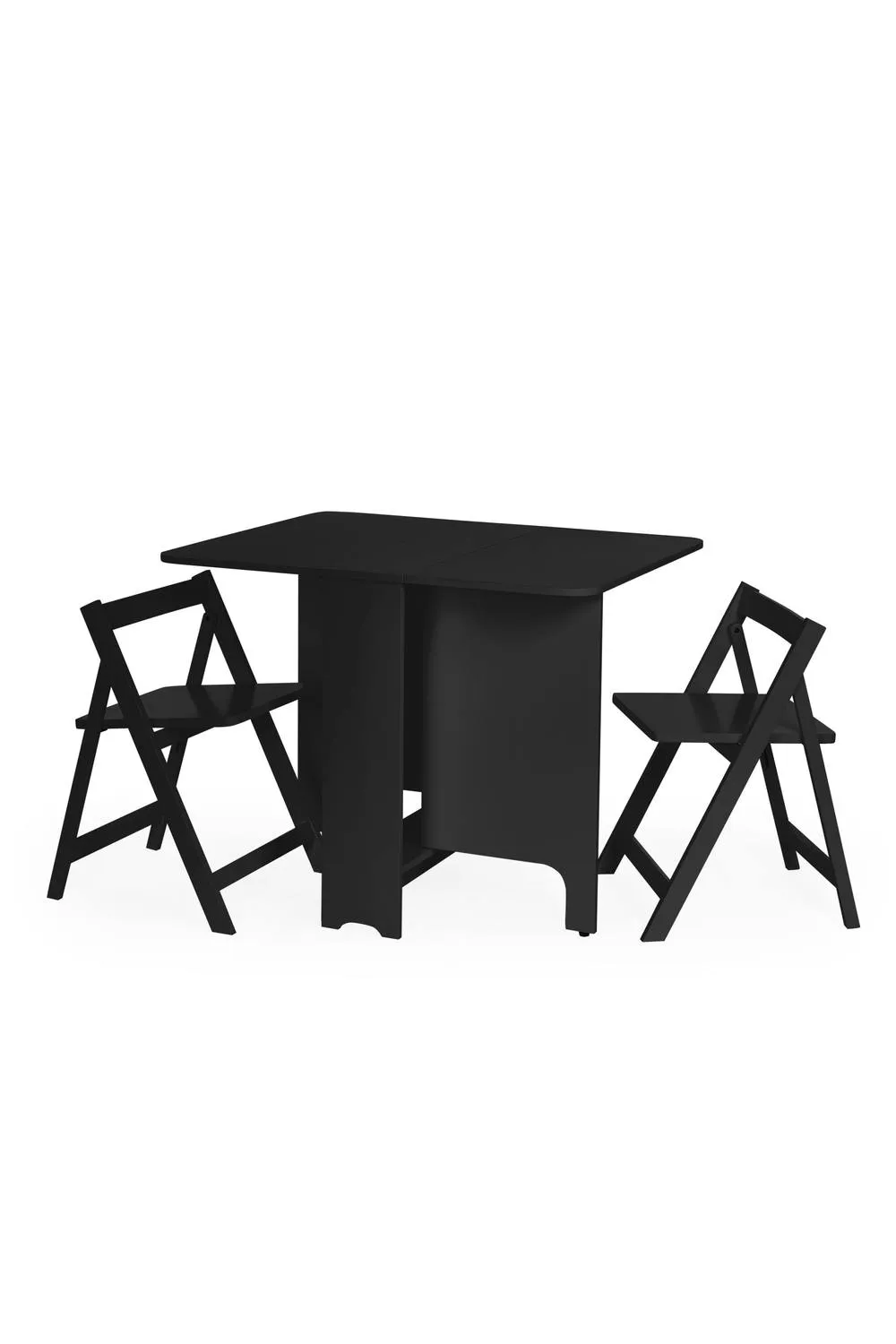 Julian Bowen Gatan 2 Seater Compact Drop Leaf Dining Set with Folding Chairs in Black 3