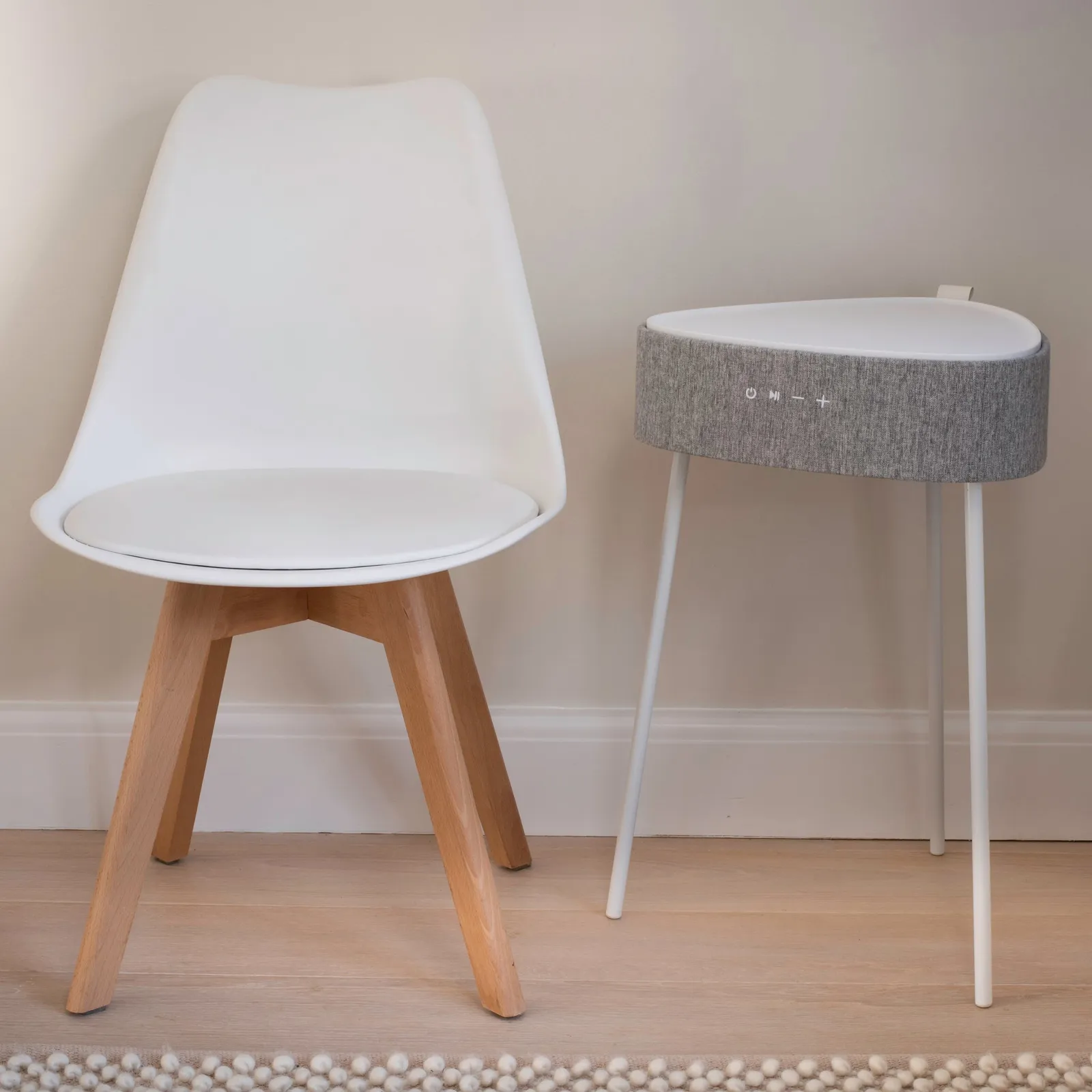 Riva Smart Side Table White and Brown