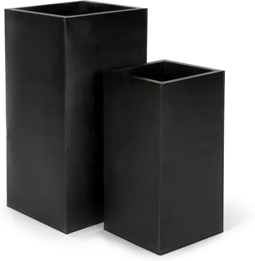 Razan Set Of Two Tall Galvanized Square Planters, Black