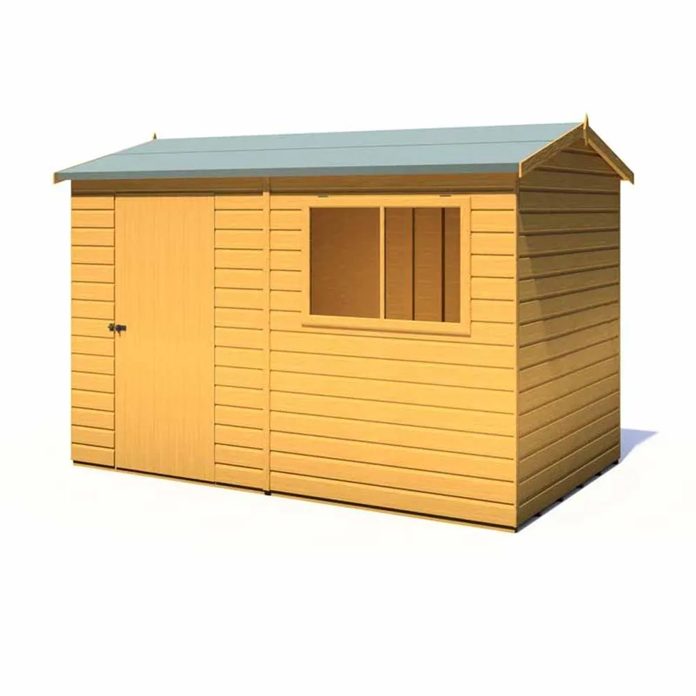 Shires Lewis 10 x 6 Feet Single Door Reverse Apex Style D Shed in Brown 3