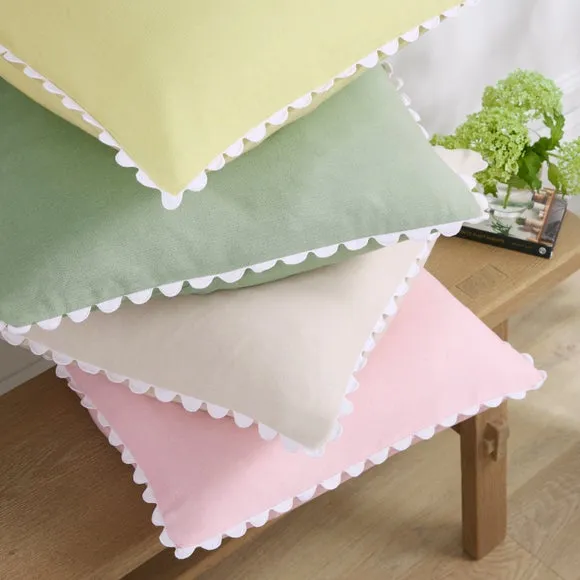 Ric Rac Trim Cotton Square Cushion Cover 5