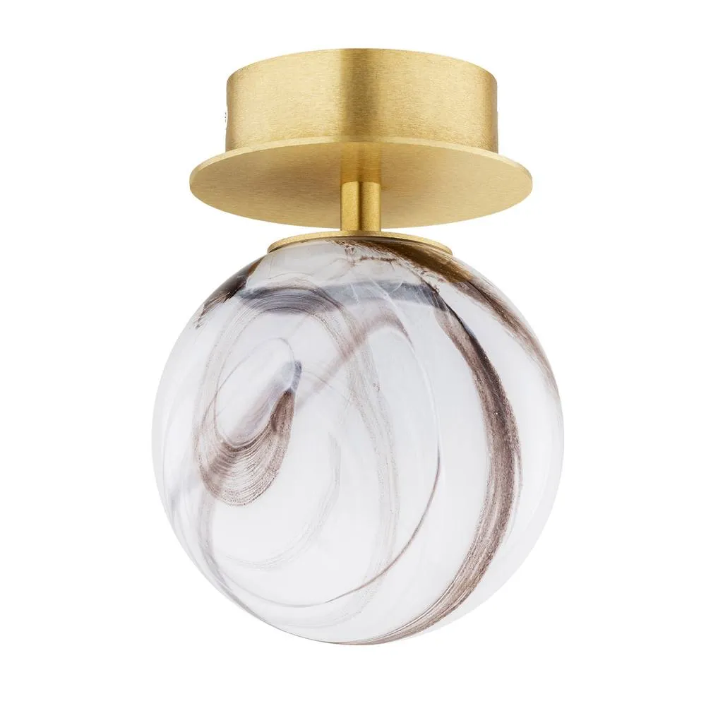 Netlighting Fabio Wall Lamp WhiteBrown (Marble Colour) Brushed Brass IP44 in Gold 2