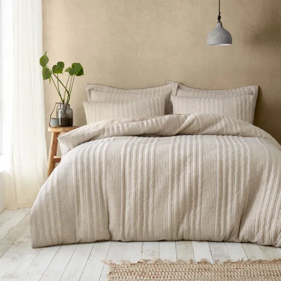 Pineapple Elephant Tamba Jersey Stripe Reversible Natural Duvet Cover & Pillowcase Set 1