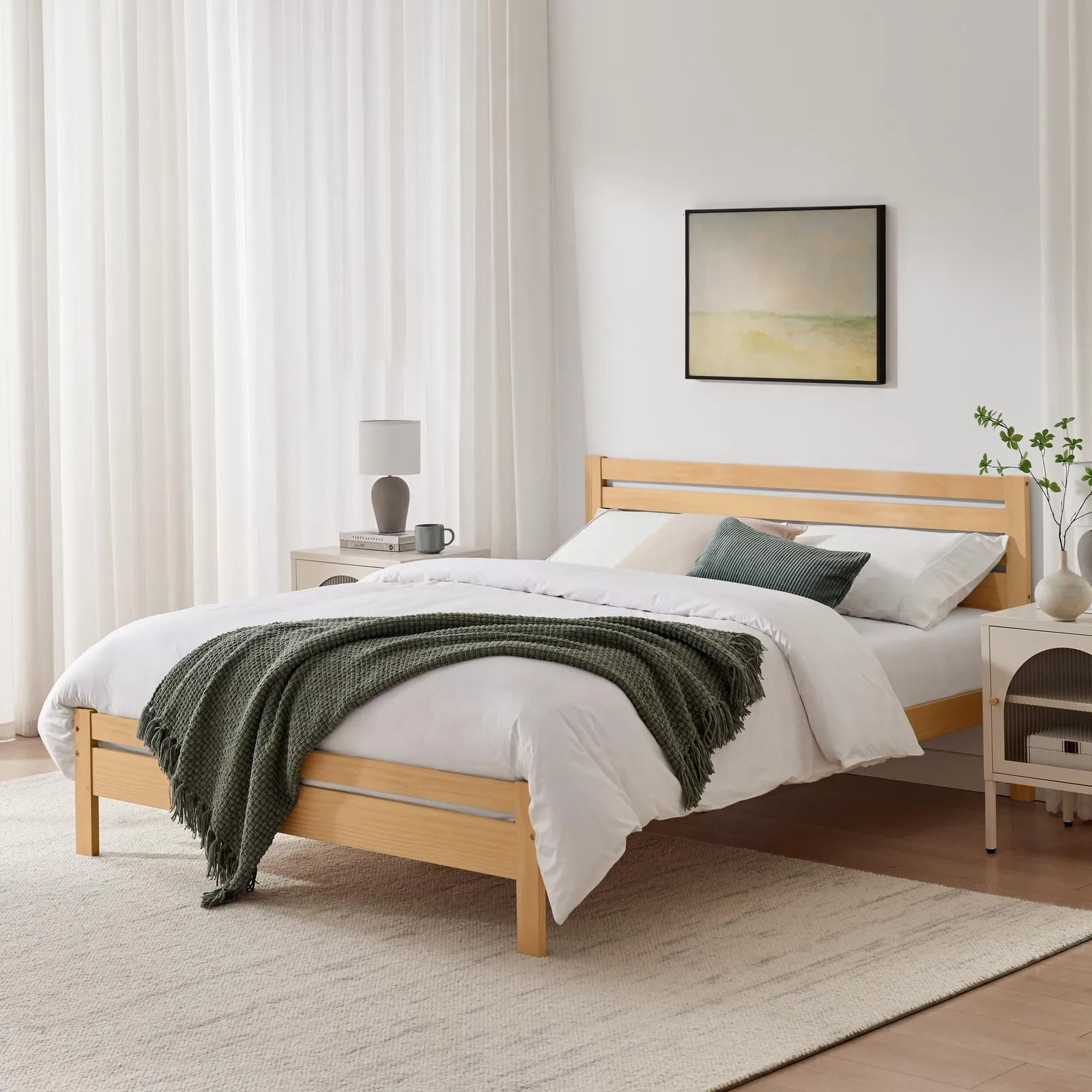 FurnitureboxUK Declan Solid Pine King Size Bed Frame in Light Oak 1