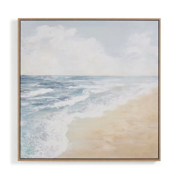 Coastal Beach Waves Framed Canvas 3