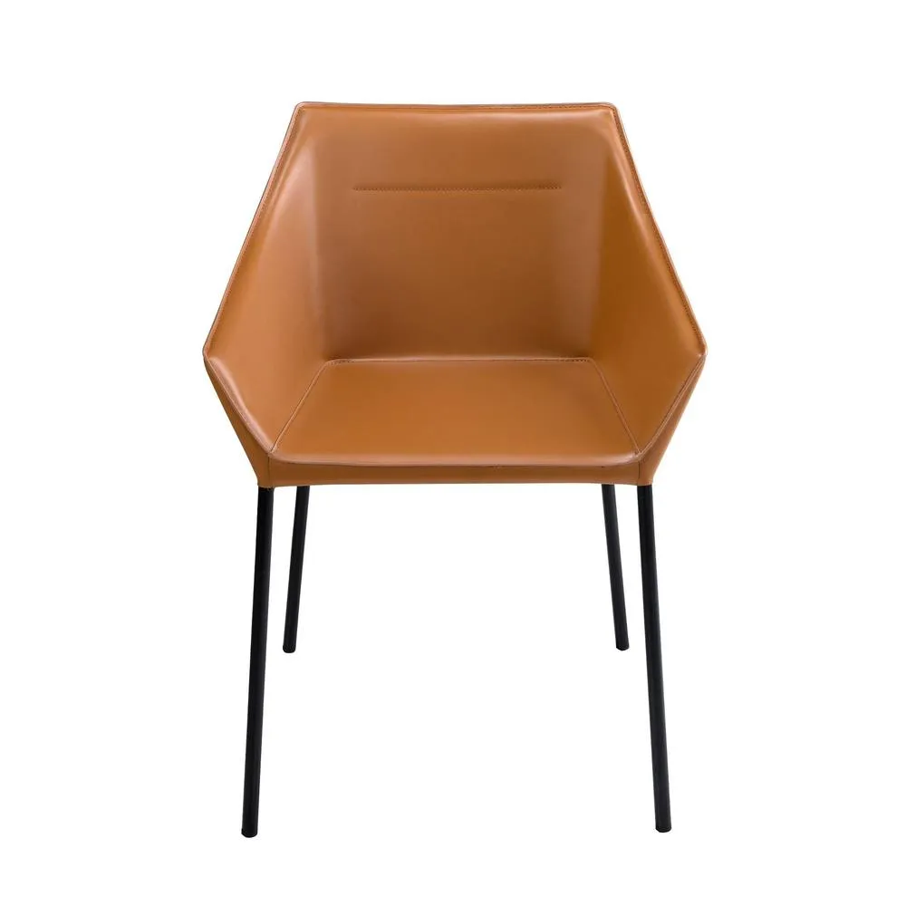 Angel Cerda Brown Leatherette Dining Chair Matte Black Legs 2
