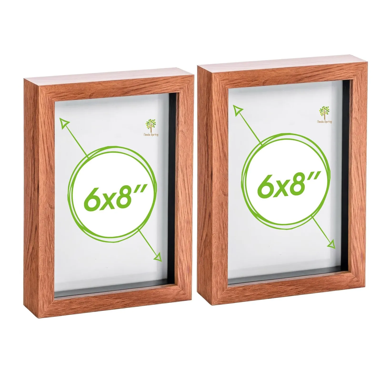 Nicola Spring 3D Box Photo Frames - A5 (6 x 8") - Pack of 2 in Dark Brown