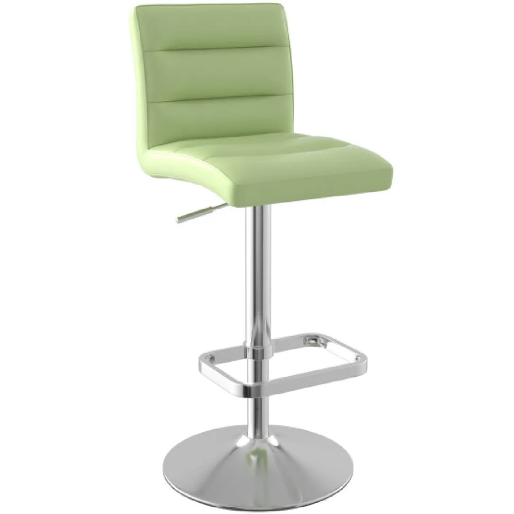 netfurniture Swank Brushed Steel Bar Stool With Faux Leather Padded Seat Green 4