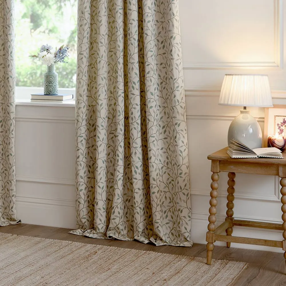 Voyage Maison Cervino Jacquard Pencil Pleat Curtain Pair in Blue 4