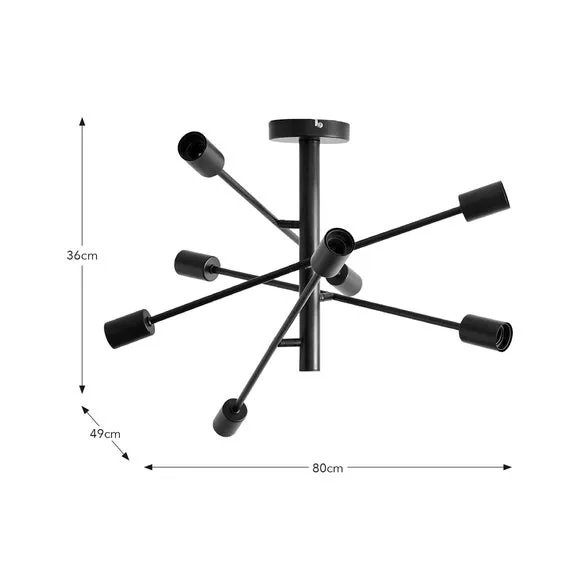 Elements Koppla 8 Light Semi Flush Ceiling Light 6