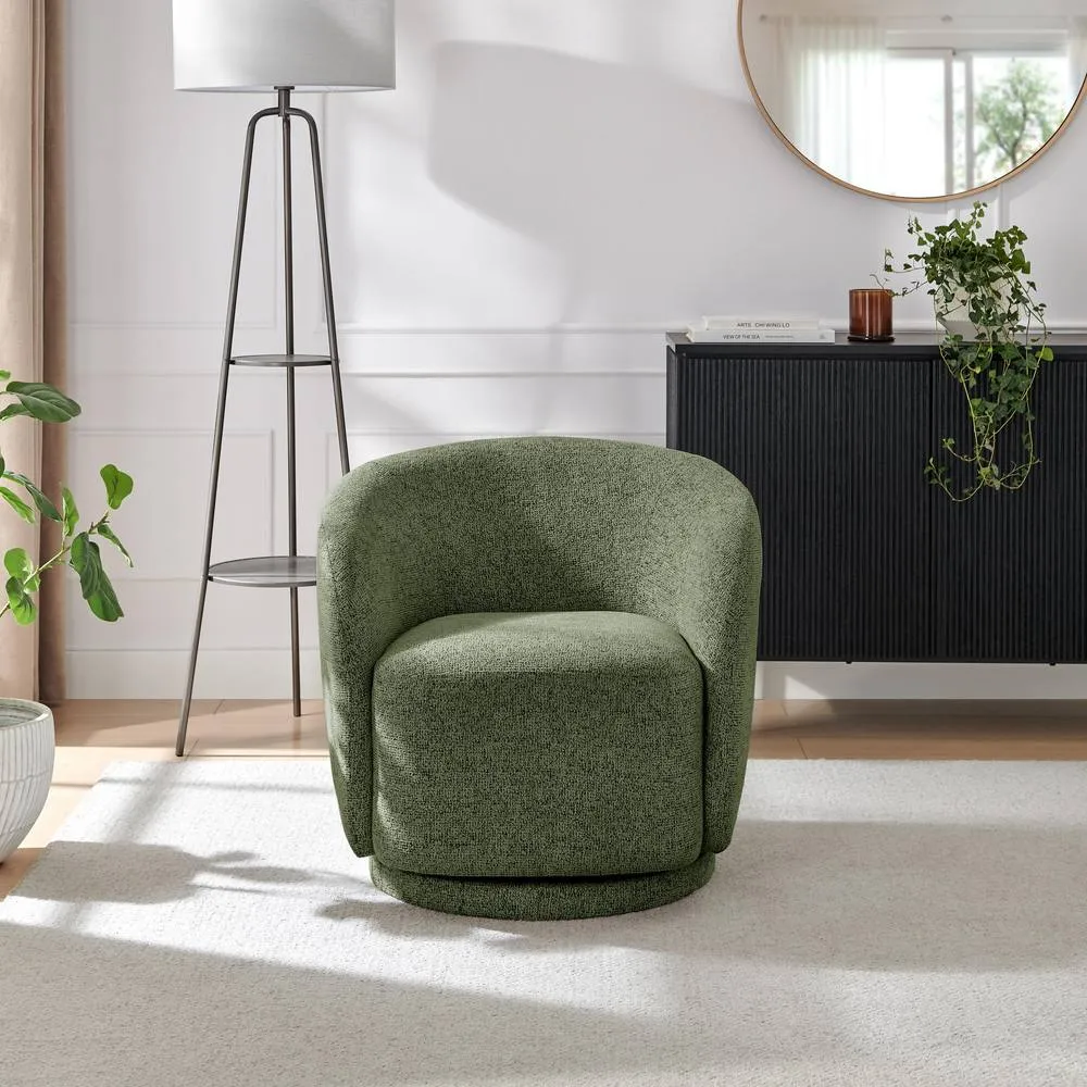 FurnitureboxUK Romilly Fabric Swivel Accent Tub Chair in Green 3