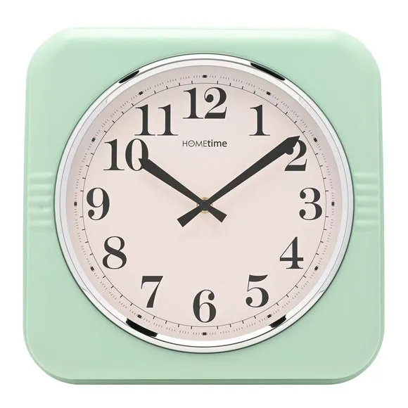 Hometime Retro Square Metal Wall Clock