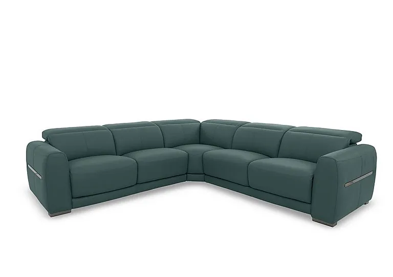 Edison Large Leather Corner Sofa - Lake Green