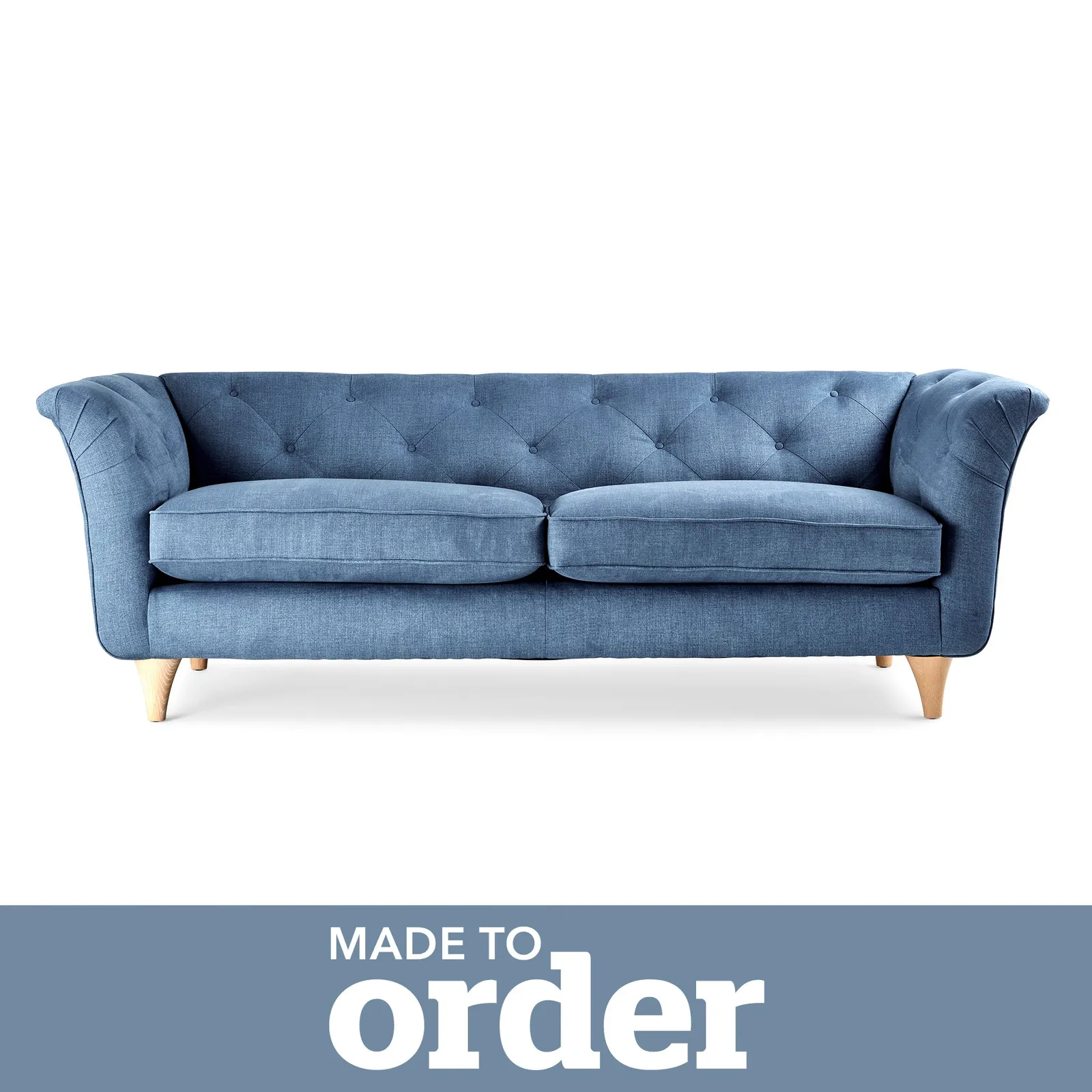 Jaipur 3 Seater Sofa Brushed Plain Fabric Brushed Plain Cobalt