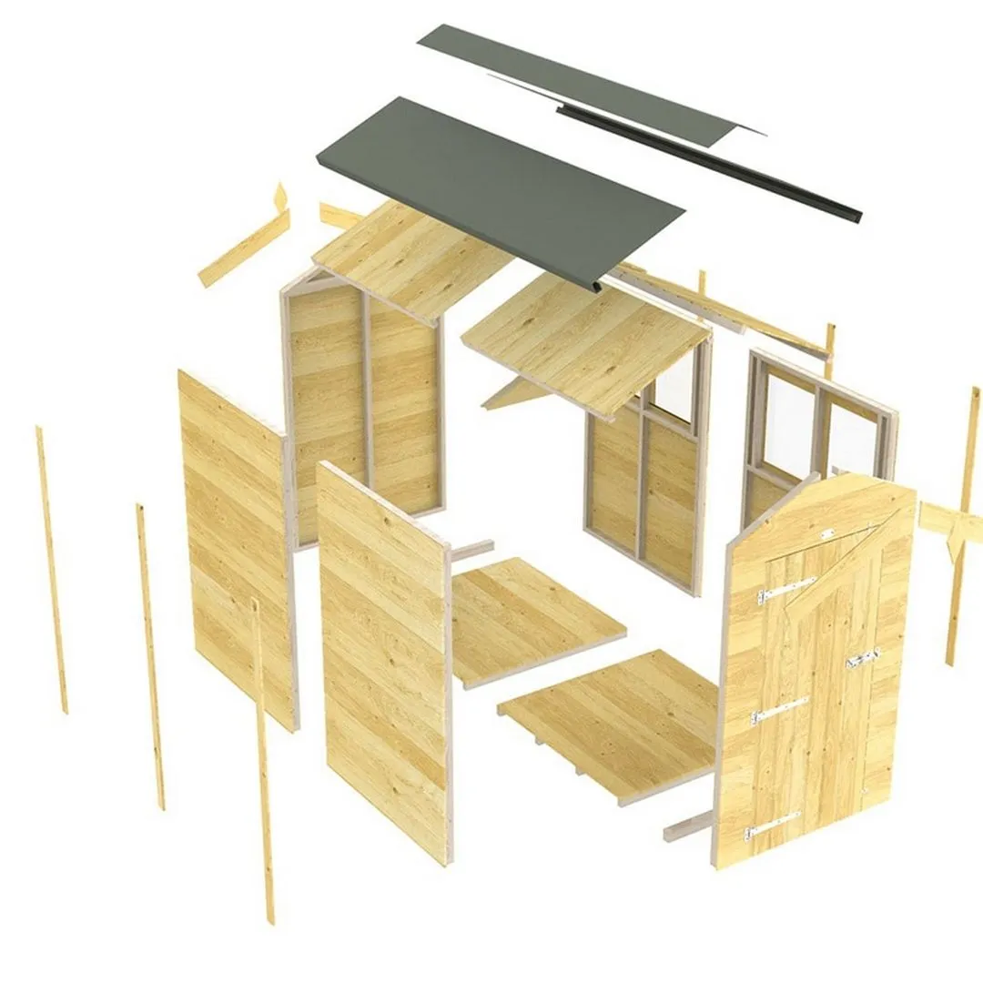 Buttercup Farm 5 x 19 Feet Apex Shed - Single Door W/O Window - L560 x W147 x H217 cm in Brown 2