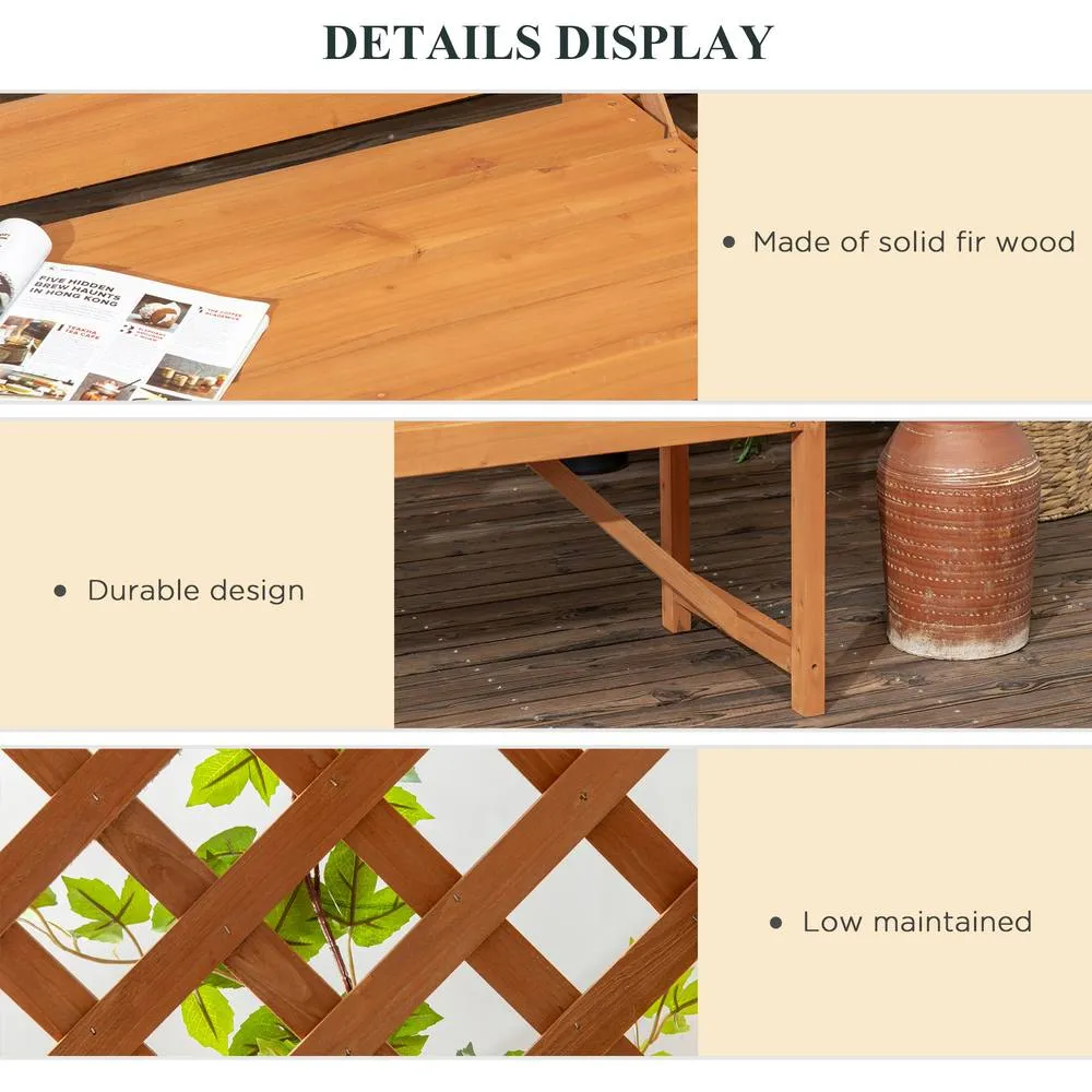 OUTSUNNY Patio Garden Bench, Arch Pergola Arbour with Seat Natural wood colour in Brown 5