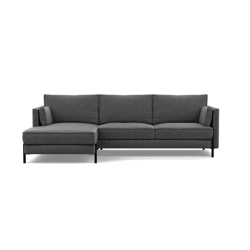 Heal's Tortona Left Hand Facing 4 Seater Corner Chaise Melton Wool Granite Black Feet 1