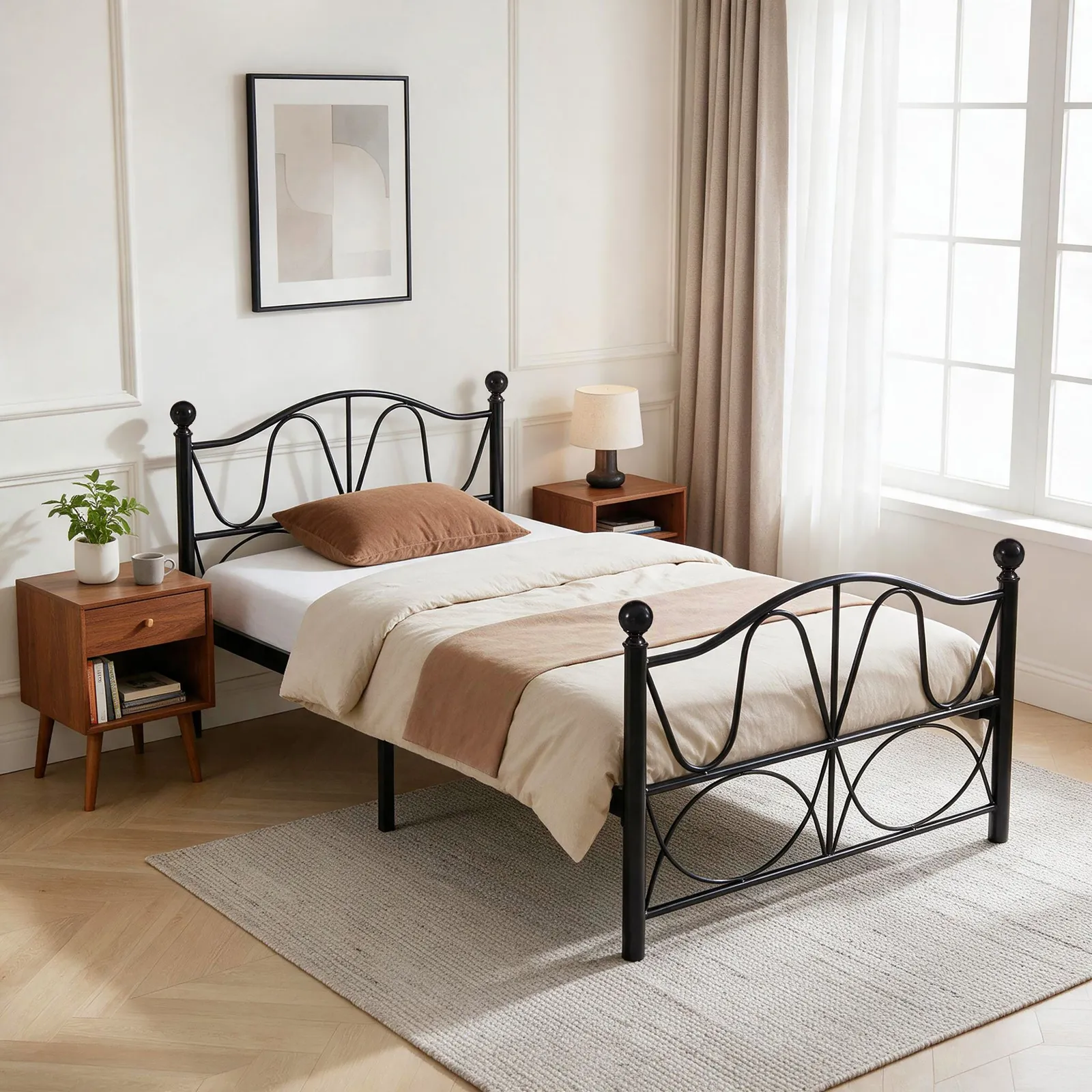 Comfy Living Ltd Scroll Effect Metal Bed Frame in Black 3