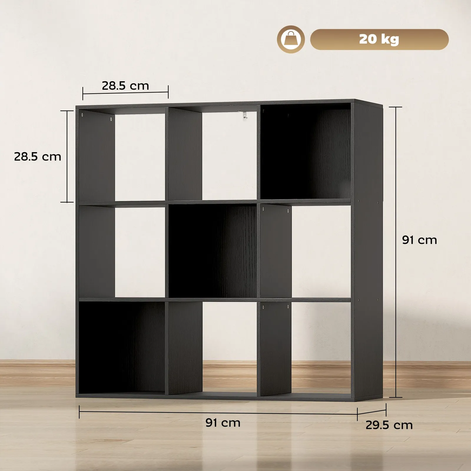 HOMCOM 9 Cube Storage Unit Cabinet Bookcase Display Shelves in Black 3