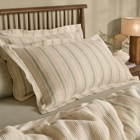 Yard Waffle Stripe 100% Cotton Standard Pillowcase Pair