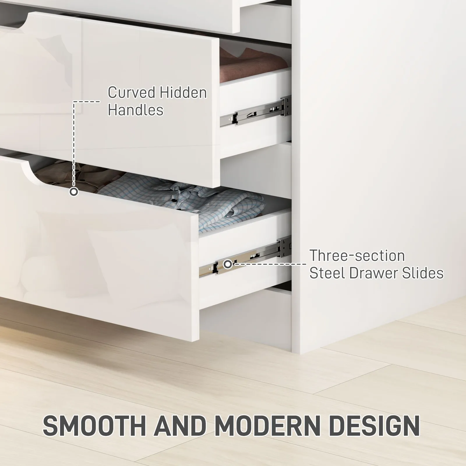 HOMCOM 4 Drawer Chest of Drawers for Bedroom, 60 x 40 x 85cm, White 5