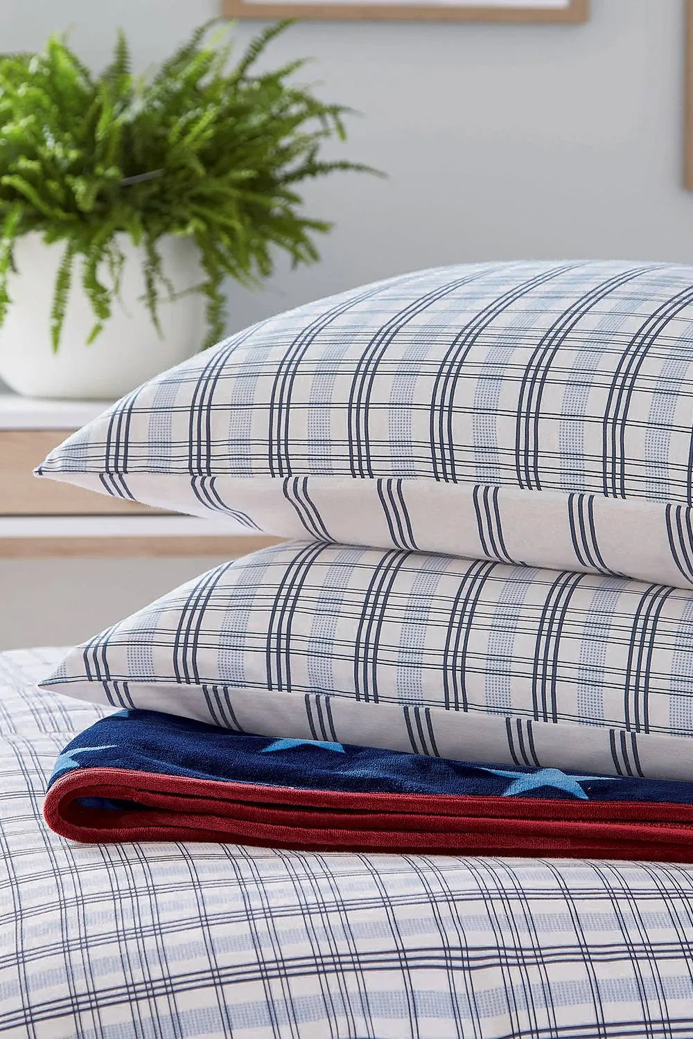 Helena Springfield 'Jones Check' Brushed Cotton Duvet Cover Set in Navy 5