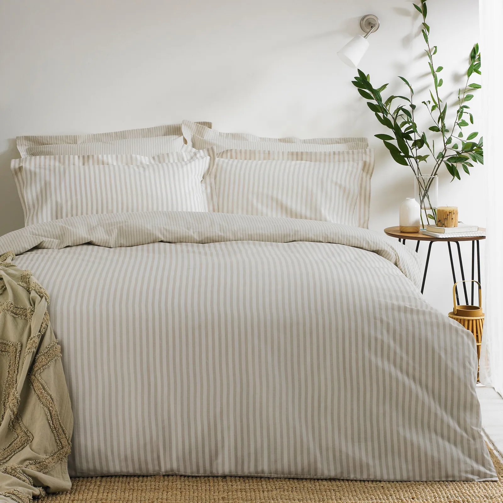 Yard Hebden Striped 100% Cotton Duvet Cover Set in Natural 1