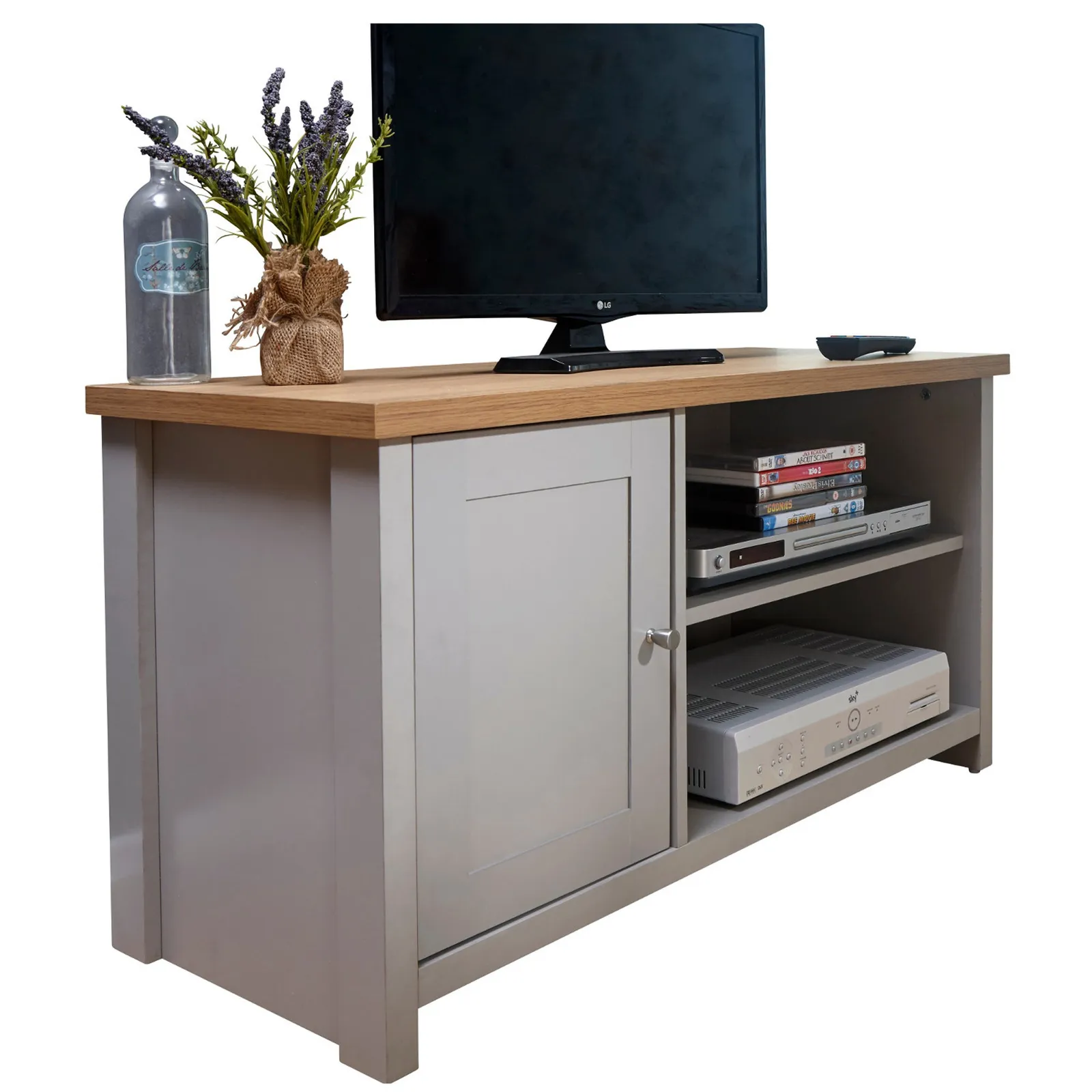 Lancaster Compact TV Unit, Grey and Oak for TVs up to 42"