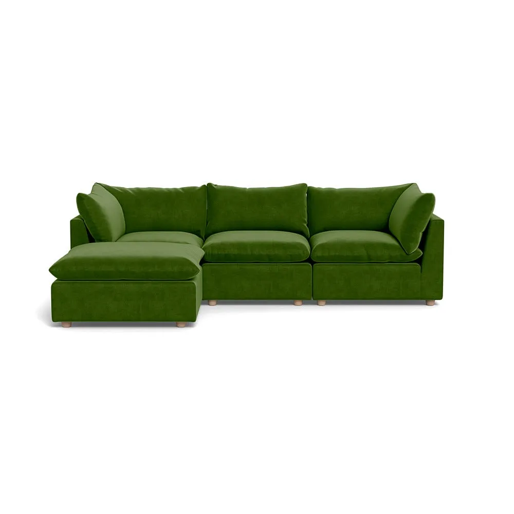 Heal's Astrid Left Hand Facing Corner Sofa Smart Luxe Velvet Grass Natural Beech Feet 1