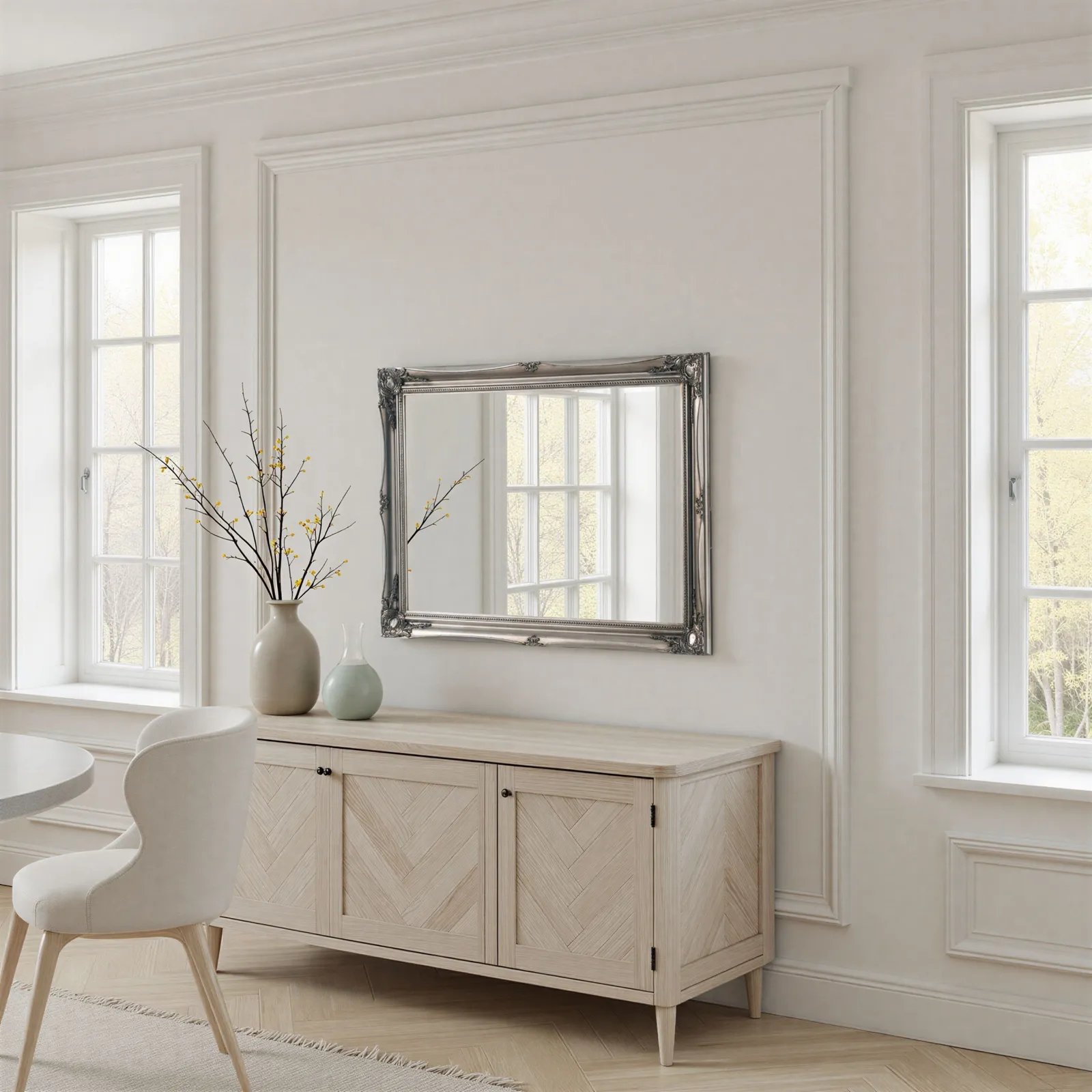 Yearn Mirrors French style carved mirror silver 105x75cm 4