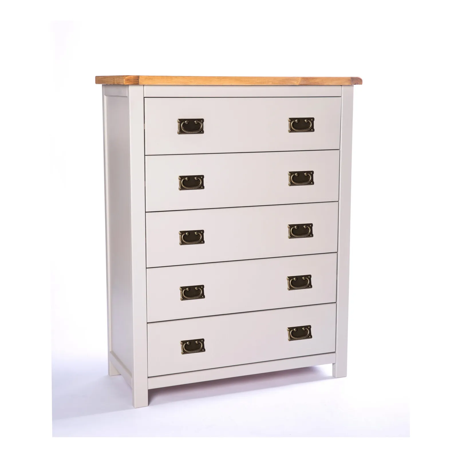 Cabinet Bits Argenta 5 Drawer Chest of Drawers Bras Drop Handle in Light Grey 2