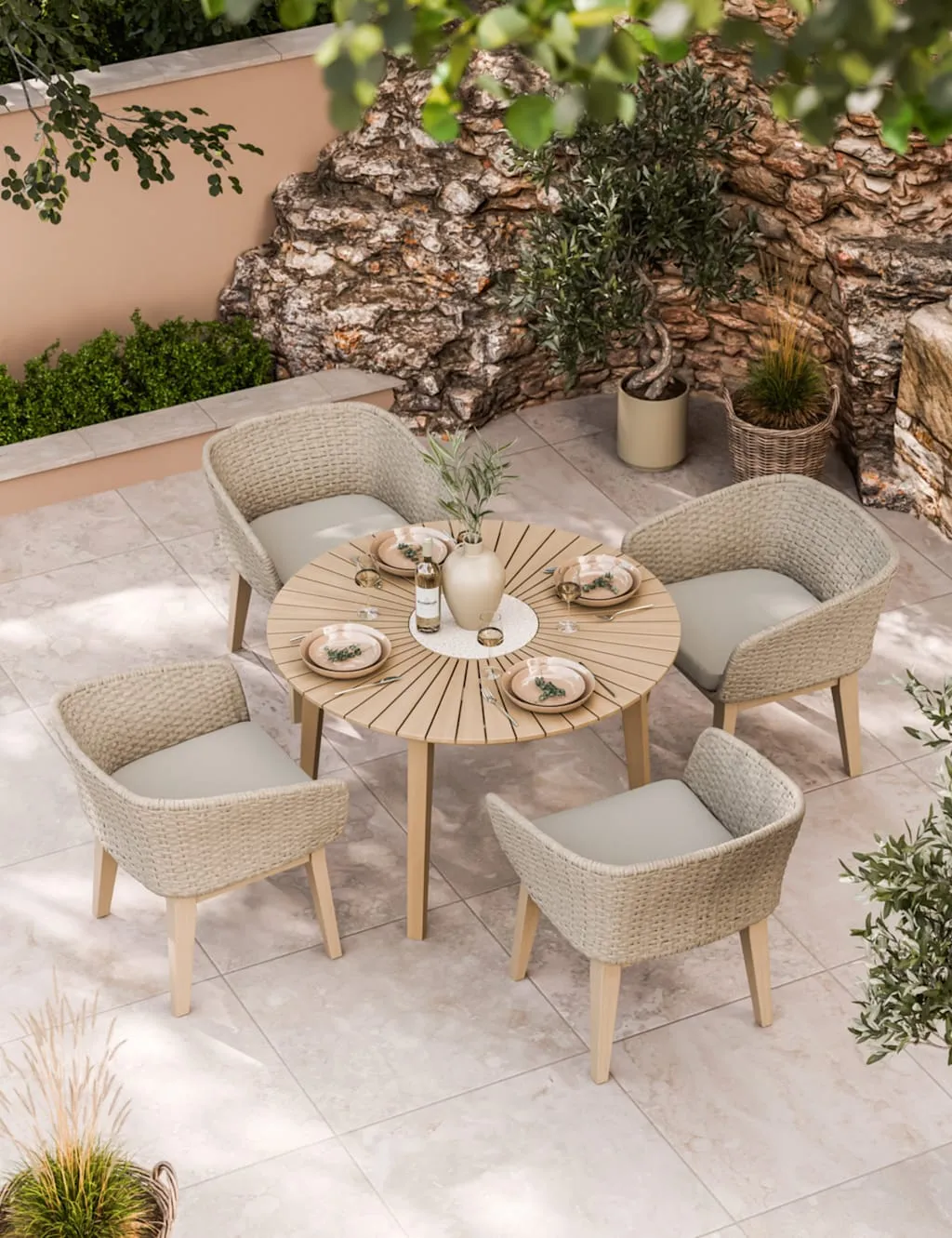 Royalcraft Roma 4 Seater Sunray Garden Dining Set Beige
