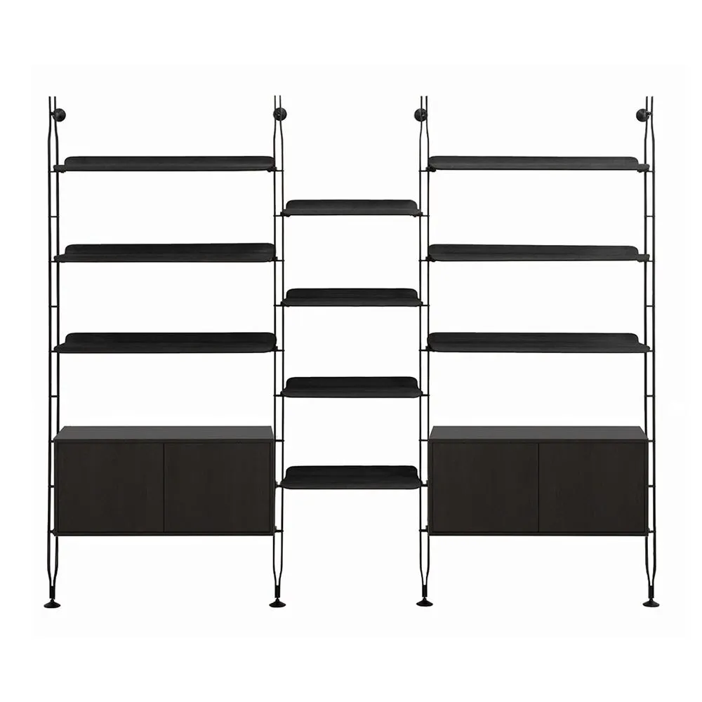 Kartell Adam Wood Bookshelf 6+4 Shelves 2 Cupboards Ash Black 2