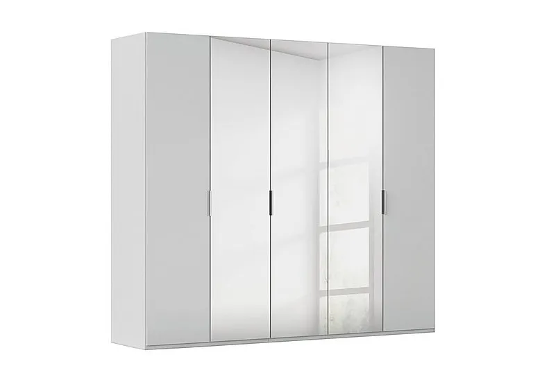 Formes 5 Door Bifold Glass Wardrobe with 3 Mirror Doors - Silk Grey/Silk Grey Front