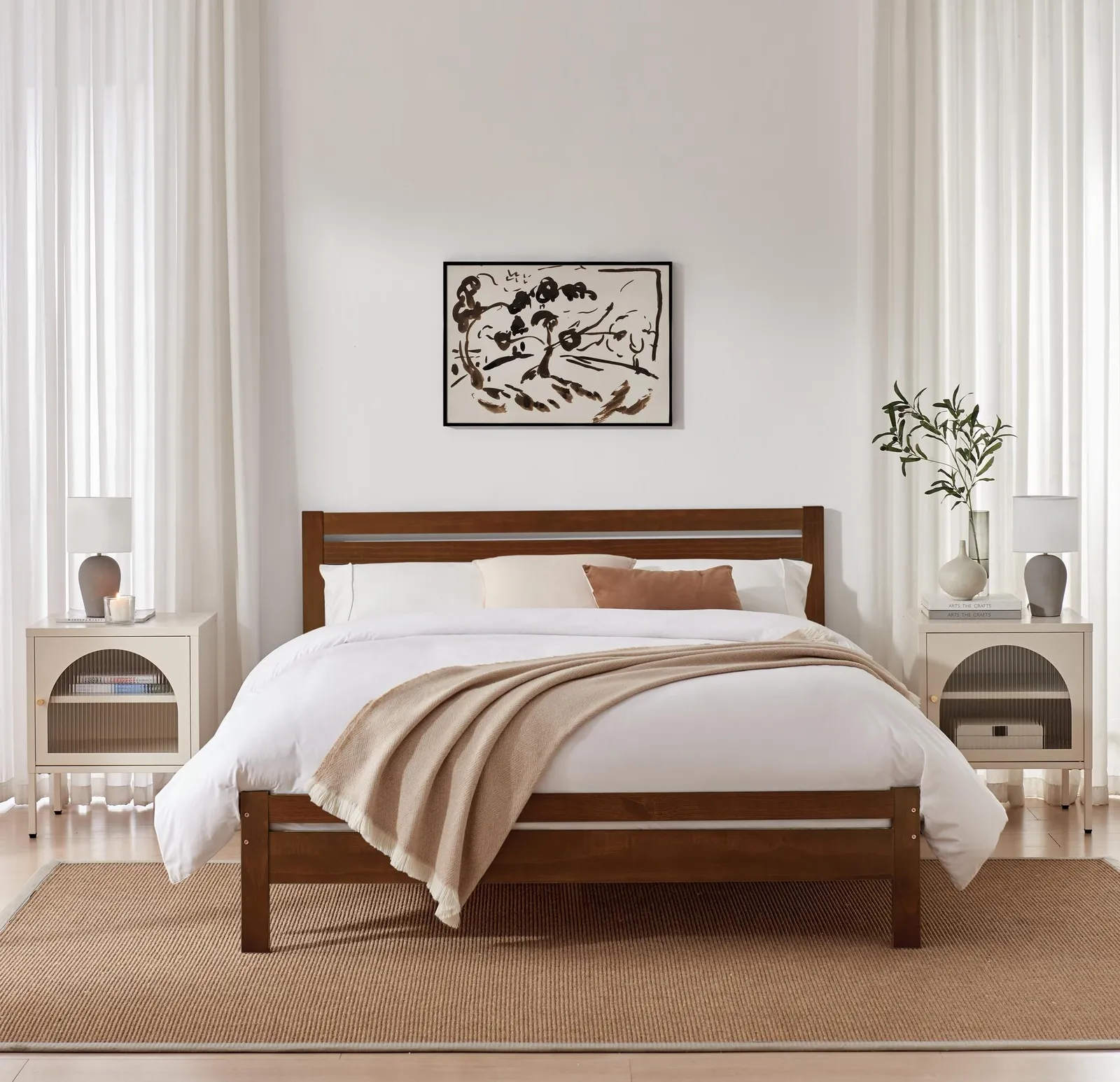 FurnitureboxUK Declan Solid Pine King Size Bed Frame in Walnut 2