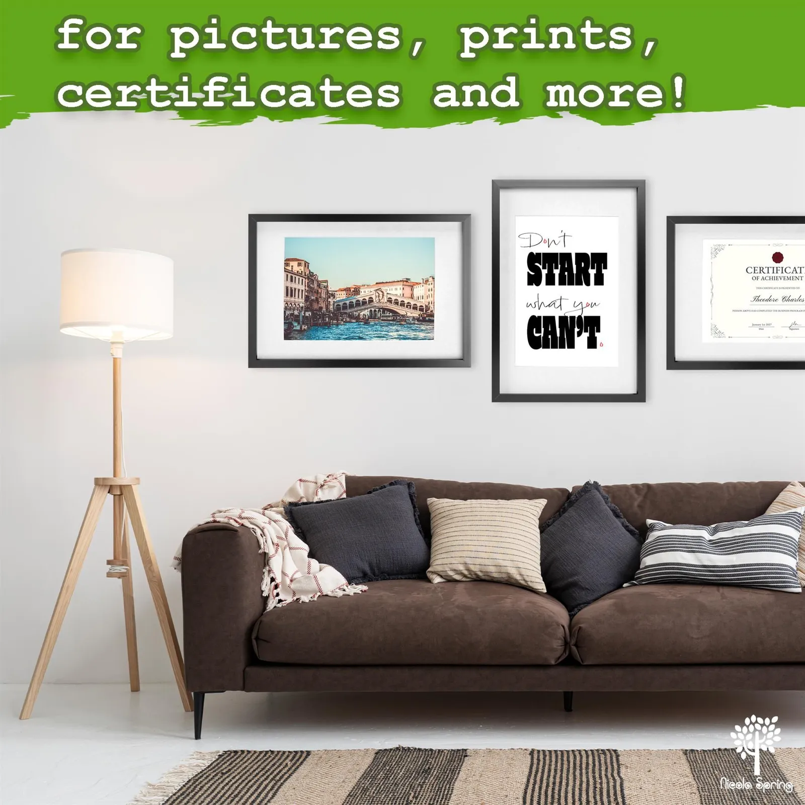 Nicola Spring 3x Photo Frame with White A4 Mount - A3 (12" x 17") Picture Display in Black 4