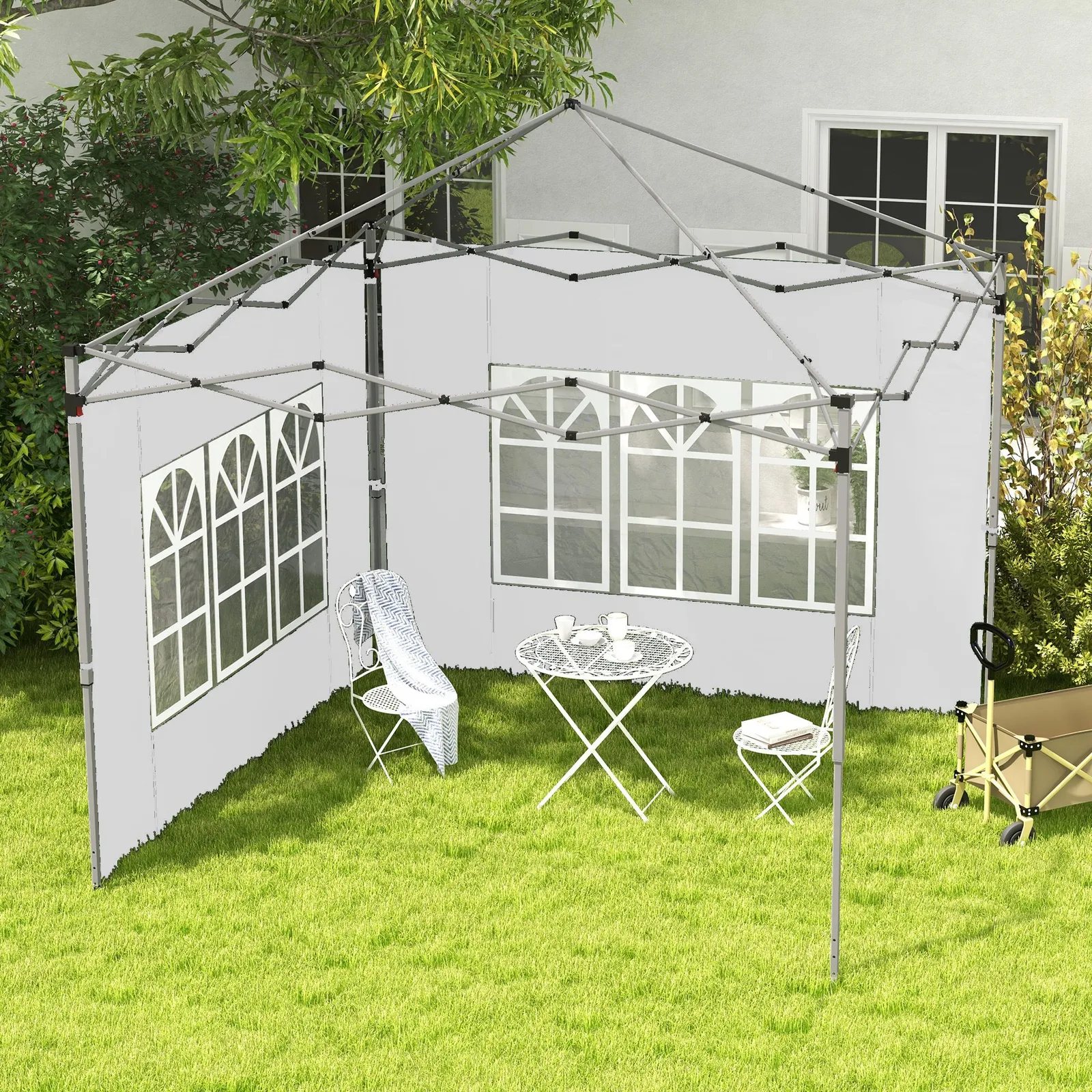 OUTSUNNY Gazebo Side Panels for 3x3(m) or 3x4m Pop Up Gazebo, 2 Pack in White