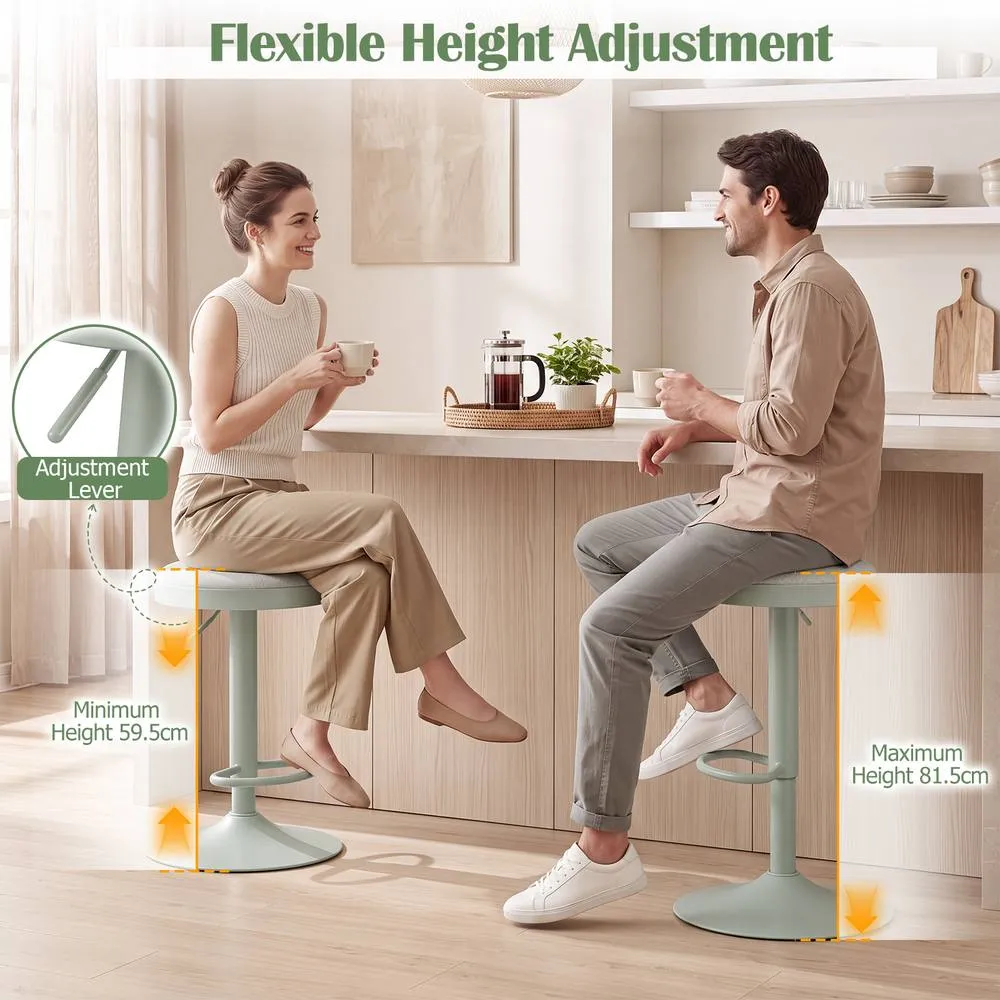 Costway Backless Counter Height Chairs Swivel Island Chairs Padded Seat in Green 6